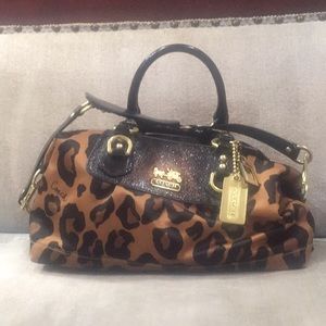 Coach leopard convertible satchel